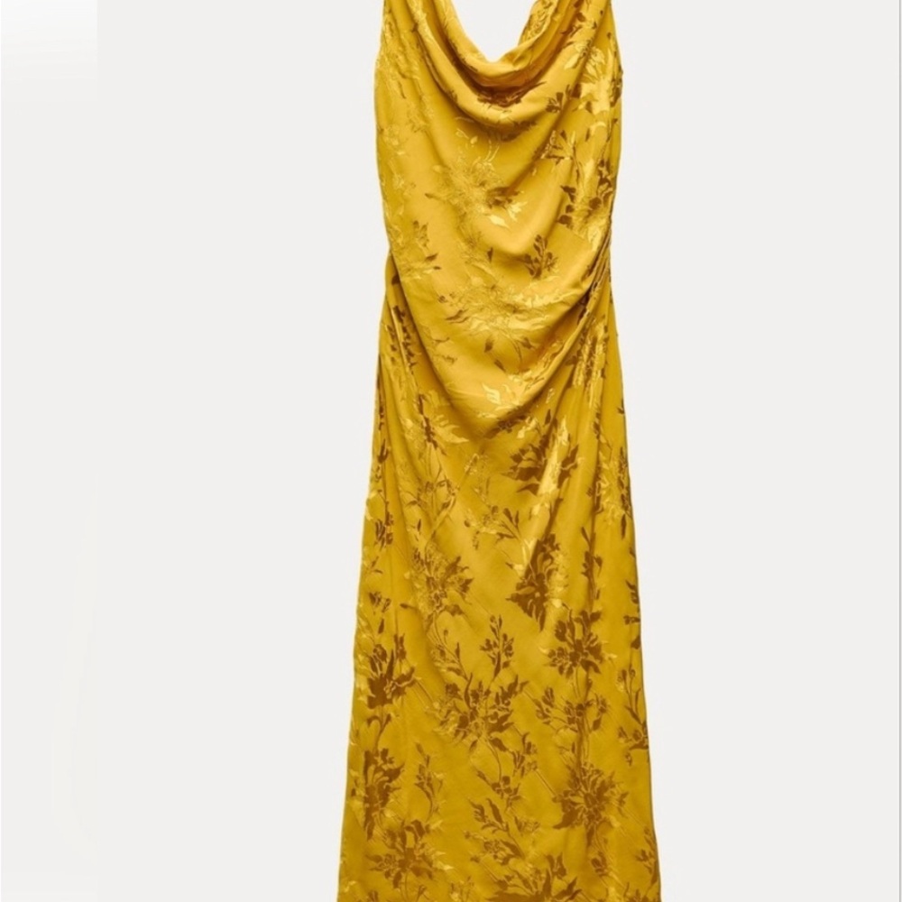 Zara Gold Sleeveless Cowl Neck Gown